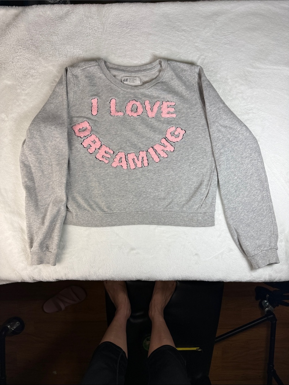 H&M Light Gray Crewneck Sweatshirt with Pink